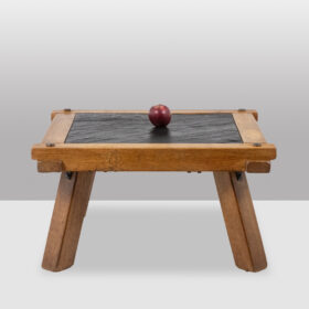 Pair of Brutalist Coffee Tables in oak and slate. Circa 1960.