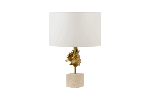 Gilded bronze shell lamp, Maison Charles, France, 1970s - Image 2