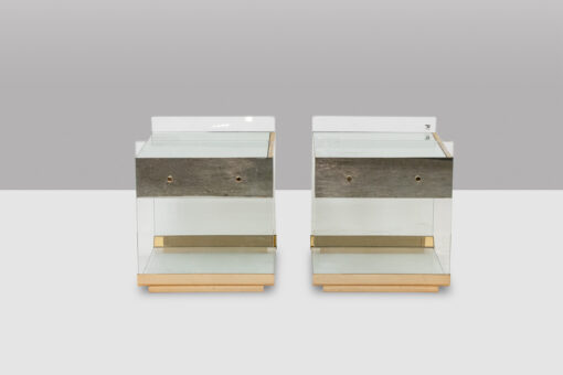 Pair of Bedside Tables in Brass, Glass and Mirror, 1970s - Image 3