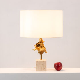 Gilded bronze shell lamp, Maison Charles, France, 1970s