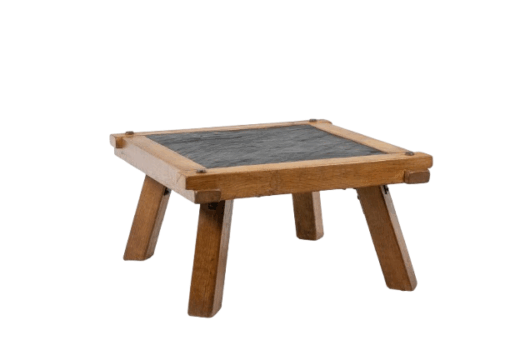 Pair of Brutalist Coffee Tables in oak and slate. Circa 1960. - Image 3