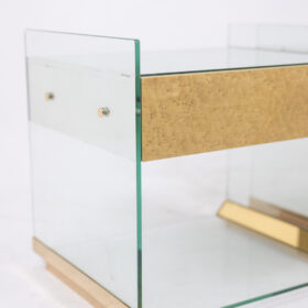 Pair of Bedside Tables in Brass, Glass and Mirror, 1970s