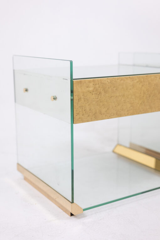Pair of Bedside Tables in Brass, Glass and Mirror, 1970s - Image 4