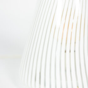 Conical Murano Glass Lamp, white striped pattern, 1970s.
