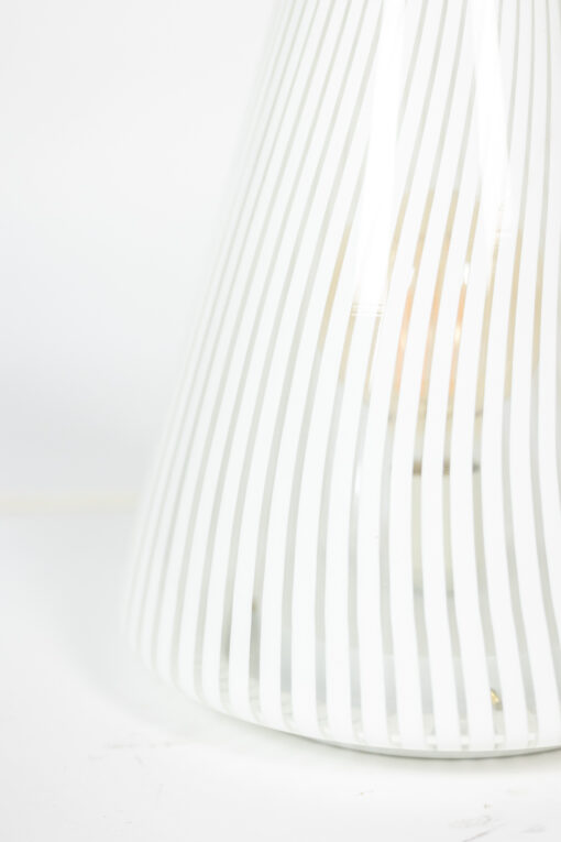 Conical Murano Glass Lamp, white striped pattern, 1970s. - Image 4