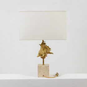 Gilded bronze shell lamp, Maison Charles, France, 1970s