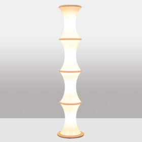 Bamboo Floor Lamp, Enrico Tronconi, in white opal glass, 1970s