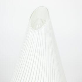 Conical Murano Glass Lamp, white striped pattern, 1970s.