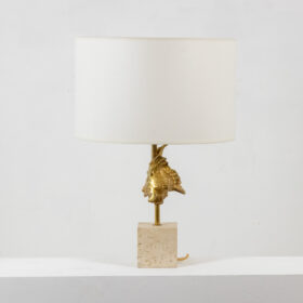 Gilded bronze shell lamp, Maison Charles, France, 1970s