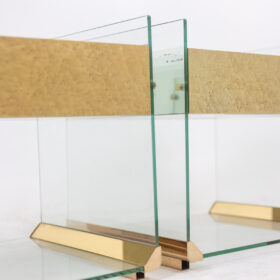 Pair of Bedside Tables in Brass, Glass and Mirror, 1970s
