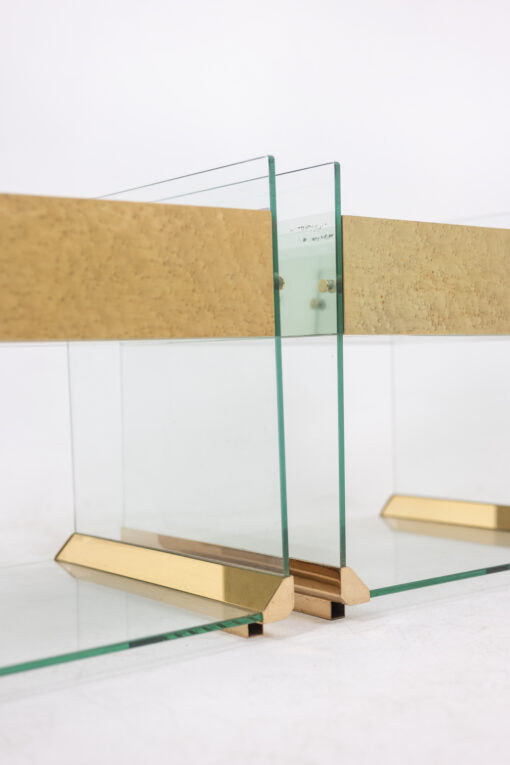 Pair of Bedside Tables in Brass, Glass and Mirror, 1970s - Image 6
