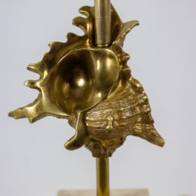Gilded bronze shell lamp, Maison Charles, France, 1970s