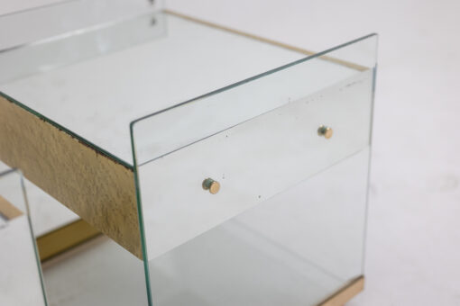 Pair of Bedside Tables in Brass, Glass and Mirror, 1970s - Image 8