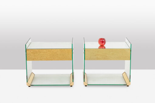 Pair of Bedside Tables in Brass, Glass and Mirror, 1970s - Image 10