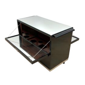 French Art Deco Bar Cart, Black Lacquer, France circa 1930