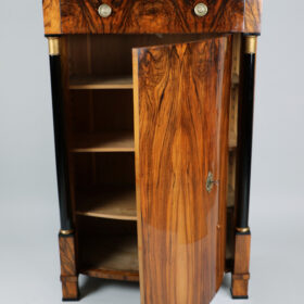 Pair of Biedermeier Walnut Trumeau Cabinets. Vienna, c. 1825.