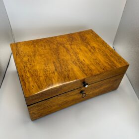 Antique Biedermeier Box, Ice Birch, Brass, Germany, circa 1840