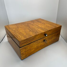 Antique Biedermeier Box, Ice Birch, Brass, Germany, circa 1840