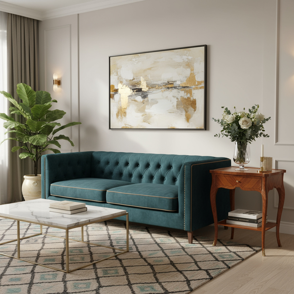 Antique Side Tables- A Louis XV Table next to a contemporary sofa- Styylish