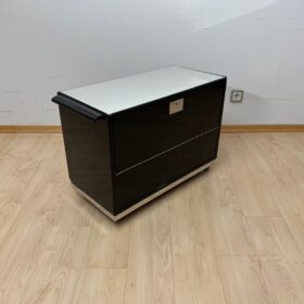 French Art Deco Bar Cart, Black Lacquer, France circa 1930