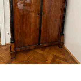Neoclassical Early Biedermeier Armoire, Walnut Veneer and Full Columns, Austria, circa 1820