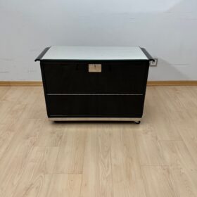 French Art Deco Bar Cart, Black Lacquer, France circa 1930