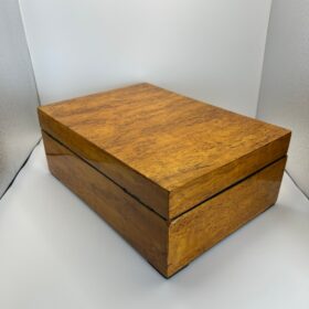 Antique Biedermeier Box, Ice Birch, Brass, Germany, circa 1840