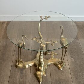 Willy Daro Brass Coffee Table with Cranes, 1970s