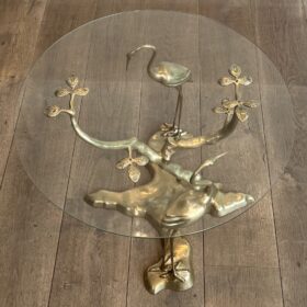 Willy Daro Brass Coffee Table with Cranes, 1970s