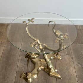 Willy Daro Brass Coffee Table with Cranes, 1970s