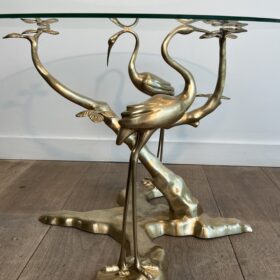 Willy Daro Brass Coffee Table with Cranes, 1970s