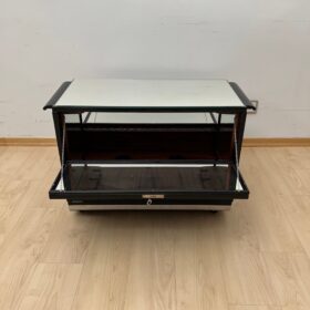 French Art Deco Bar Cart, Black Lacquer, France circa 1930