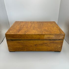 Antique Biedermeier Box, Ice Birch, Brass, Germany, circa 1840