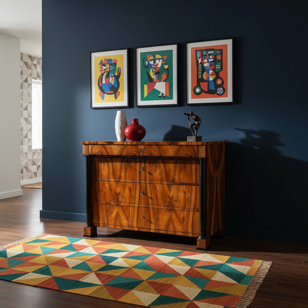 Biedermeier Walnut Dresser- in colorful contemporary interior- Styylish