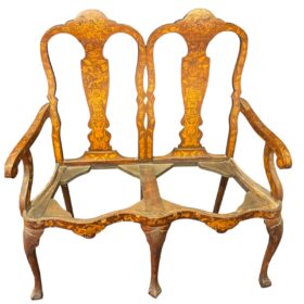 Dutch Baroque Style Marquetry Bench, 19th c.