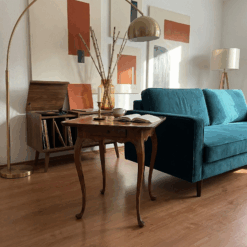 18th century Baroque chess table, Germany 1750, walnut with inlaid chessboard- in situ in living room- Styylish