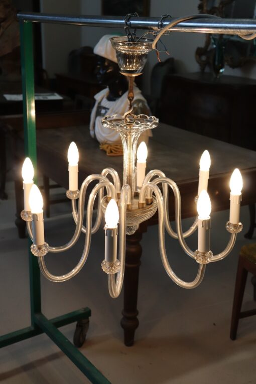 Vintage Murano Glass Chandelier, Clear Glass 1980s - Image 2