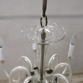 Vintage Murano Glass Chandelier, Clear Glass 1980s
