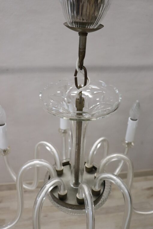 Vintage Murano Glass Chandelier, Clear Glass 1980s - Image 6