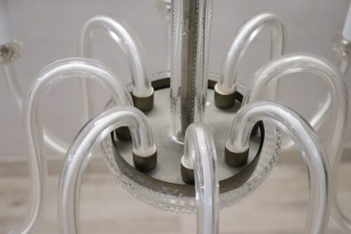 Vintage Murano Glass Chandelier, Clear Glass 1980s - Image 7
