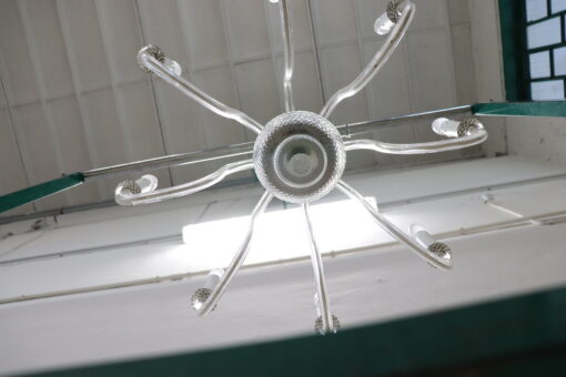 Vintage Murano Glass Chandelier, Clear Glass 1980s - Image 9