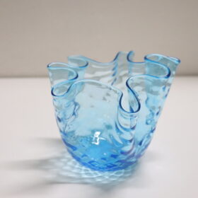 1950s Murano Glass Vase, Italy – Handkerchief Model in Blue