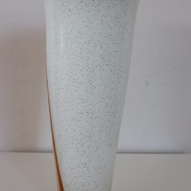 1980s Murano Glass Vase, Italy – White with Gold and Red Accents