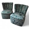 Pair of Art Deco Slipper Chairs with green fabric- Styylish