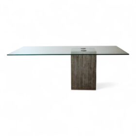 Saporiti Brutalist Desk, Glass and Concrete, 1970s