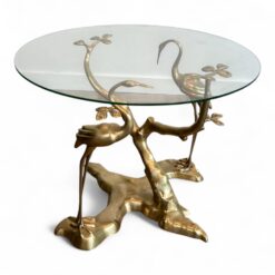 Willy Daro Brass Coffee Table with Cranes, c. 1970- Styylish