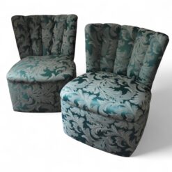 Pair of Art Deco Slipper Chairs with green fabric- Styylish