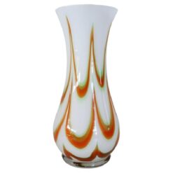 1960s Murano Glass Vase milky white with kinetic decoration- Styylish