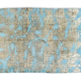 Rectangular Wool Rug, Light Blue Background, Contemporary.