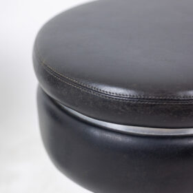 Black Cylindrical Low Stool, steel base, 1970s